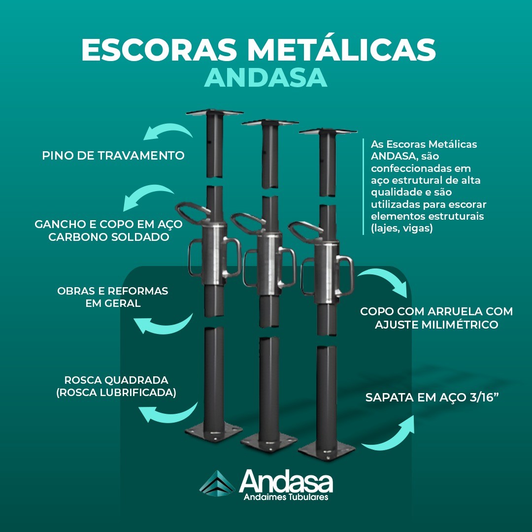 Escoras metálicas da Andasa! 🔧✨